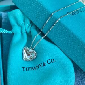 Tiffany & Co. Sterling Silver Carved Heart Necklace 16"